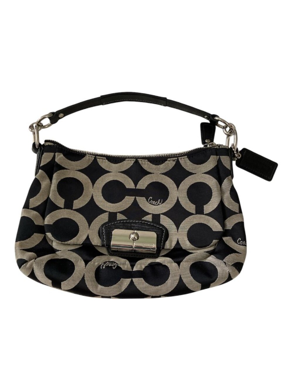 Authentic Vintage Coach Kristin Op Art East/West Satchel/Shoulder Bag Black Grey